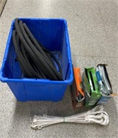 Blue Recycling Bin, Soaker Hose, Garbage Bags &