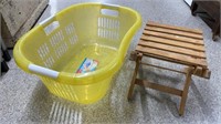 Laundry Basket & Small Folding Stool/Plant Stand