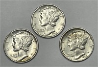 1940-S Mercury Dime Trio Brilliant Uncirculated BU