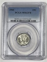 1941 Mercury Silver Dime Full Bands PCGS MS62 FB
