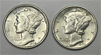 1936 & 1940-S Mercury Dime Pair Uncirculated BU