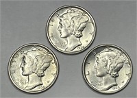 1936 Mercury Dime Trio Brilliant Uncirculated BU