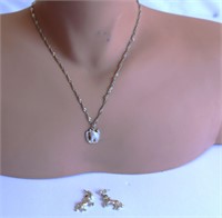 Sterling Silver Necklace Pendant & Earrings set