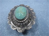 SS Vtg N/A Hallmarked Cleaned Turq. Ring
