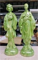 PAIR OF CHINESE CERAMIC STATUES 20IN
