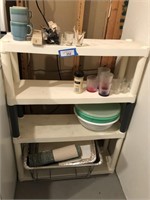 4 Shelf Plastic Shelving Unit with Contents