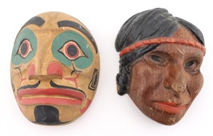 Two Native American Carved Faces/Masks