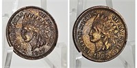 2 Semi-Key 1867 U.S. Indian Head Cents F/VF