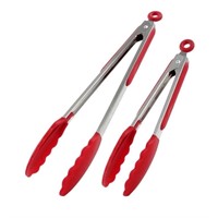 WF1095  BangShou Kitchen Tongs 9" 12", Red