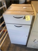 grey counter height office cabinet