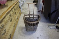 Wicker two wheeled shopping cart