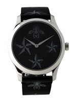 Gucci G-timeless Black Dial Quartz Ss Watch 38mm