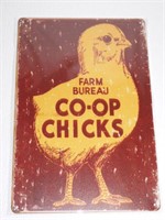 Farm Bureau CO-OP Chicks Tin Sign 12x8"