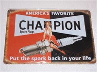 Champion Spark Plugs Tin Sign 12x8"