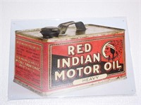 Red Indian Motor Oil Tin Sign 12x8"