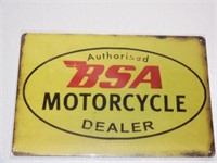 BSA Motorcycle Dealer Tin Sign 12x8"