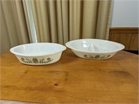 Two Vintage GLASBAKE Serving Bowls