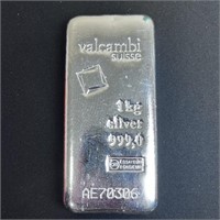 1 kilo Silver Bar - Valcambi