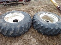 (2) 14.9  24 Tires and 9-hole rims