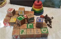 Wood blocks, Jacks, wood stacking toy