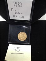 1880 FIVE DOLLAR US GOLD COIN