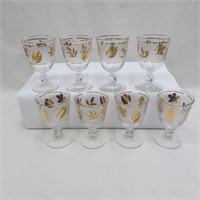 Libbey Mid-Century Glasses Barware - 22K Gold Leaf