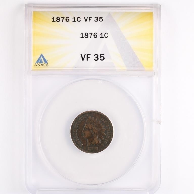 1876 Indian Head Cent ANACS VF35 Details