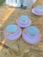 Vintage Pink and Gold Tea cups and saucers