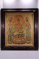 ORIENTAL ARTIST SIGNED STONE RUBBING WITH ORNATE