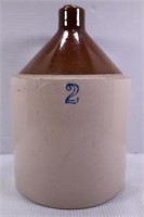 2 GALLON PRIMITIVE STONEWARE CROCK WHISKEY JUG