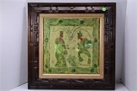 ORIENTAL ARTIST SIGNED STONE RUBBING ARTWORK WITH