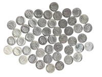 50 $5.00 Face Silver Roosevelt Dimes