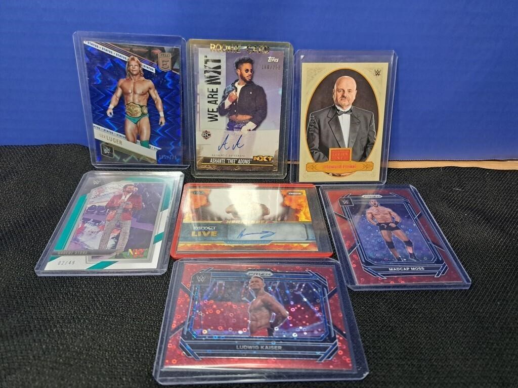 (7) #'d/Autographed Wrestling Cards