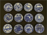 12 Staffordshire England Flo Blue Souvenir Plates