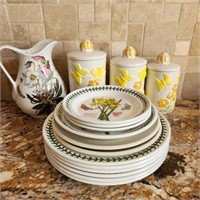 Botanic Gardens Pitcher & Plates w/ Canisters