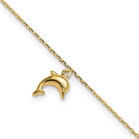 10 Kt- Dolphin Charm Ankle Bracelet