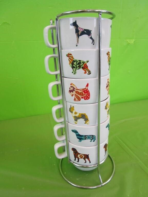 6 Pcs Dog Cups & Holder