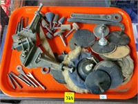 Tray of Assorted Grinders, Clamps, Bits