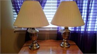 Pair of Brasslike  Lamps with Shades