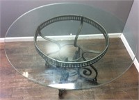Glass Top Dining Table W Metal Base