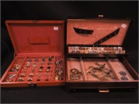 Two men's jewelry boxes with cufflinks,