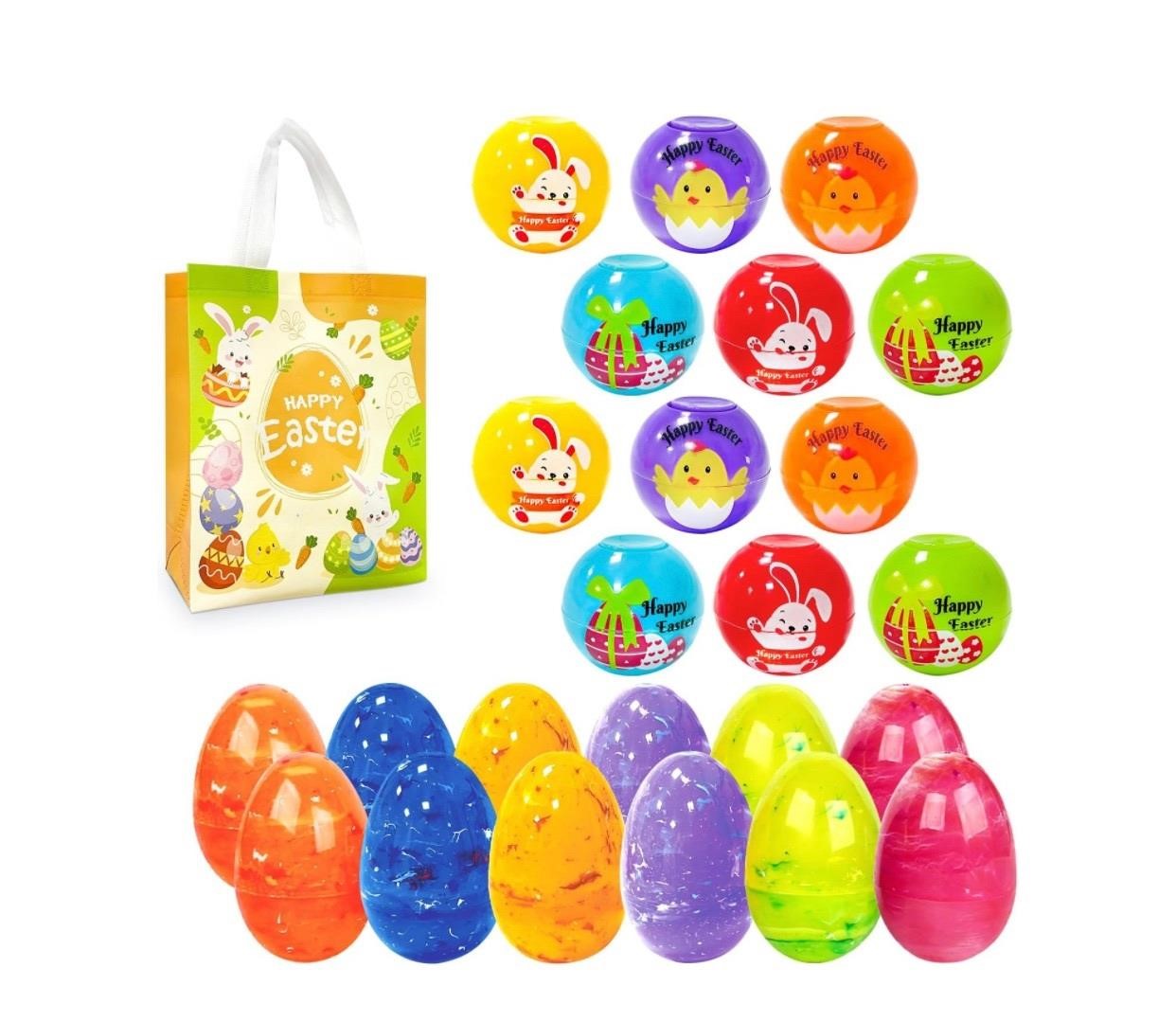 12Pcs Easter Marble Eggs with Spinner Toy (NEW)