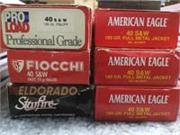 6 boxes of 40 cal ammo, “American Eagle” & more