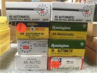 8 boxes of 45 ammo, “Winchester”,”Western” & more