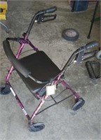 Portable walker/seat with brakes