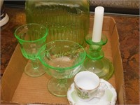Vaseline Glass and Misc. Pieces lot of 7