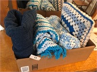 (3) Crochet Afghans & Pillow