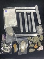 Selenite, pyrite,  stone specimen collection