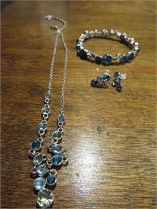 costume jewelry necklace, bracelet, earrings