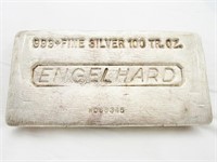 100 troy oz .999 fine silver bar Engelhard W068345